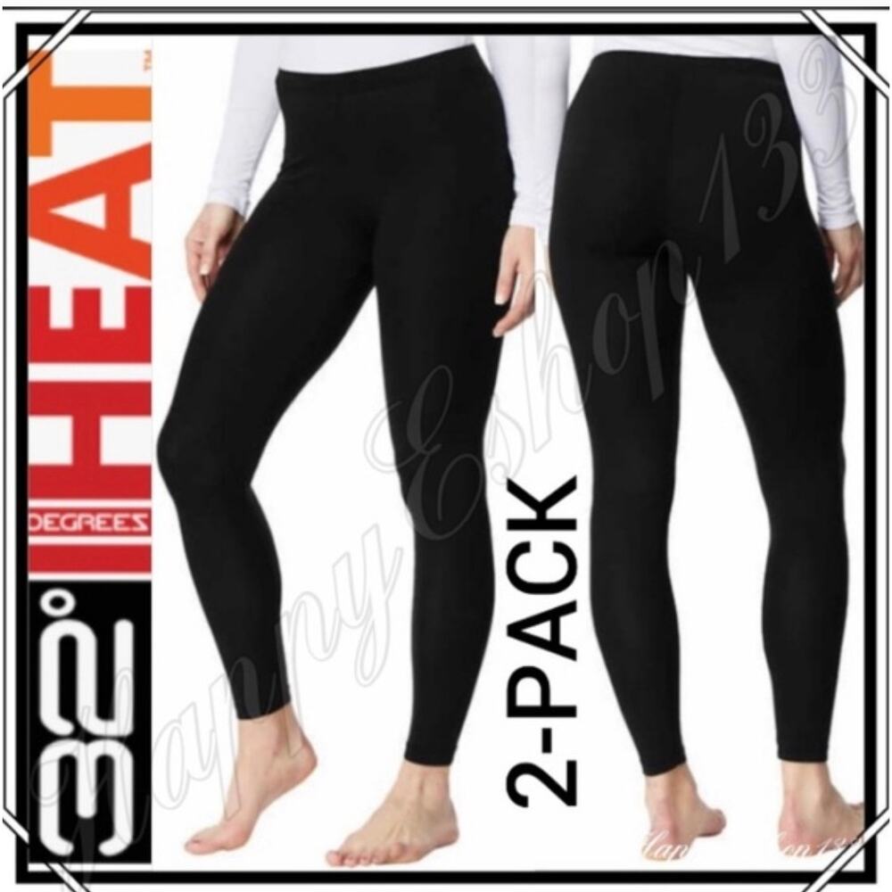 32 Degrees Heat Base Layer Pants Black 2-Pack Size Small NWT